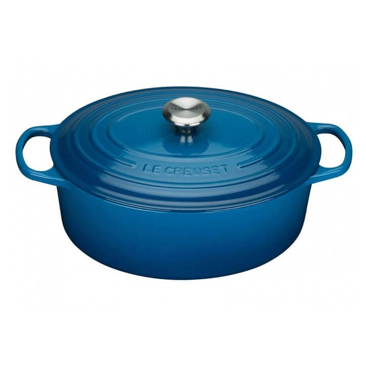 Le Creuset Signature braadpan ovaal 8,9 liter ø 35 cm gietijzer Marseilleblauw Le Creuset Signature Braadpan Ovaal 8,9 Liter ø 35 Cm Gietijzer Marseilleblauw -Le Creuset 21178352002430