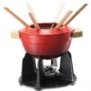 Le Creuset Fondueset Met Houten Handgrepen 2 Liter Gietijzer Kersrood -Le Creuset fondueset houtengrepen