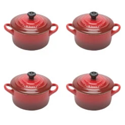 Le Creuset Minipan ø 10 Cm Aardewerk Kersrood 4 Stuks